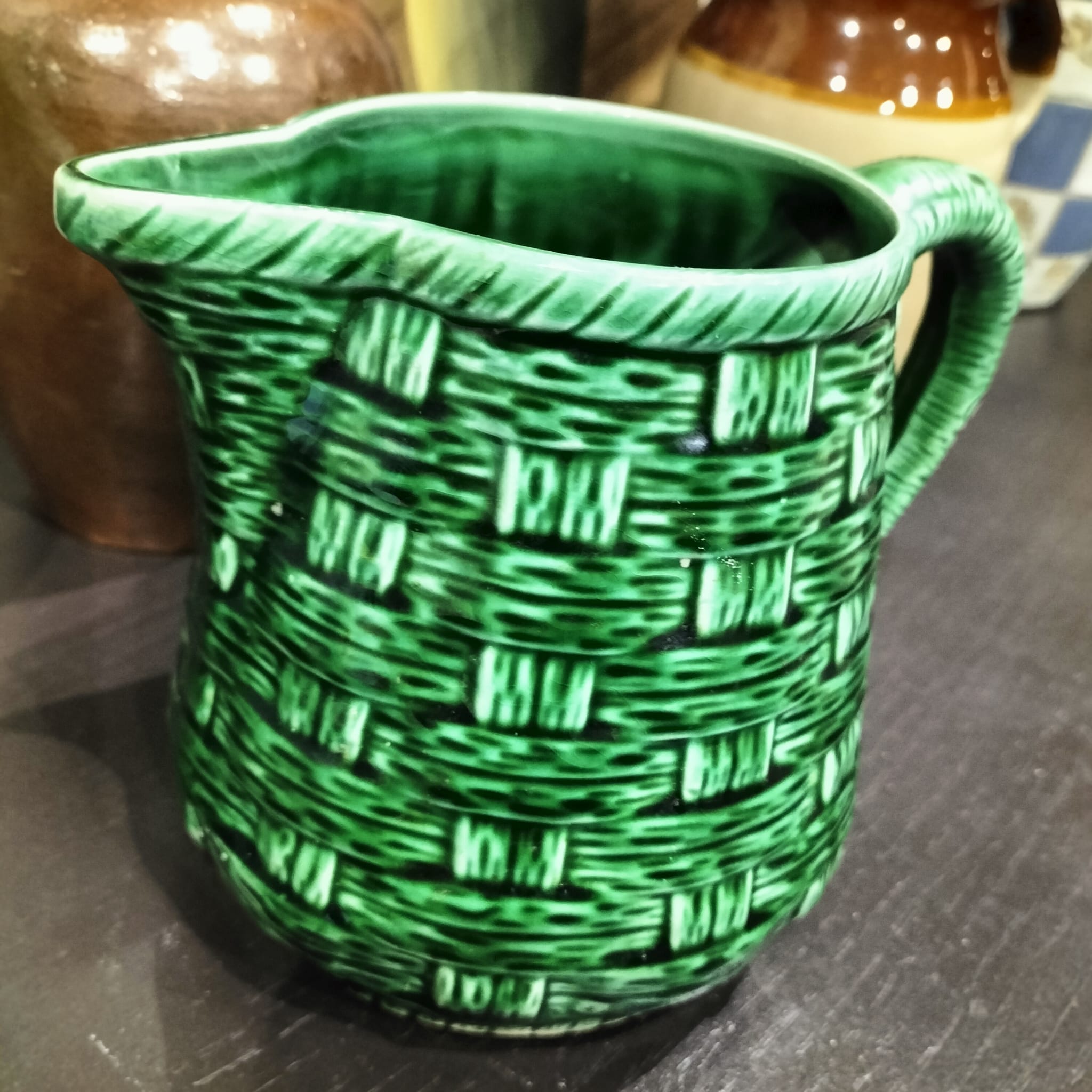 Slurry pitcher digoin sarrreguemines model 7308 green braiding