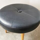 Pair of Scandinavian stools in black leather