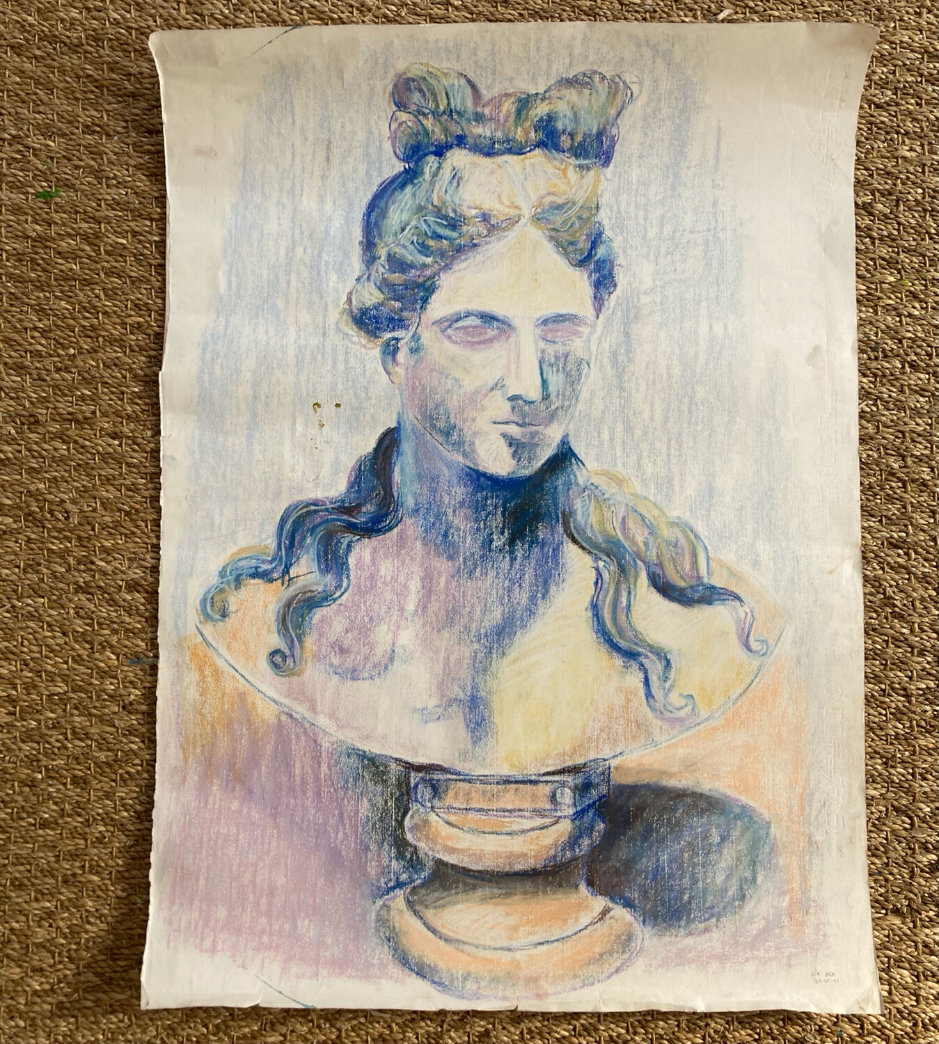 Pastel bust portrait on paper