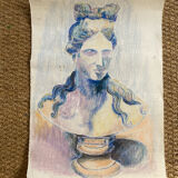 Pastel bust portrait on paper