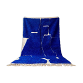 Tapis en laine pure fait main traditionnelle a motifs bleu 150/250 cm