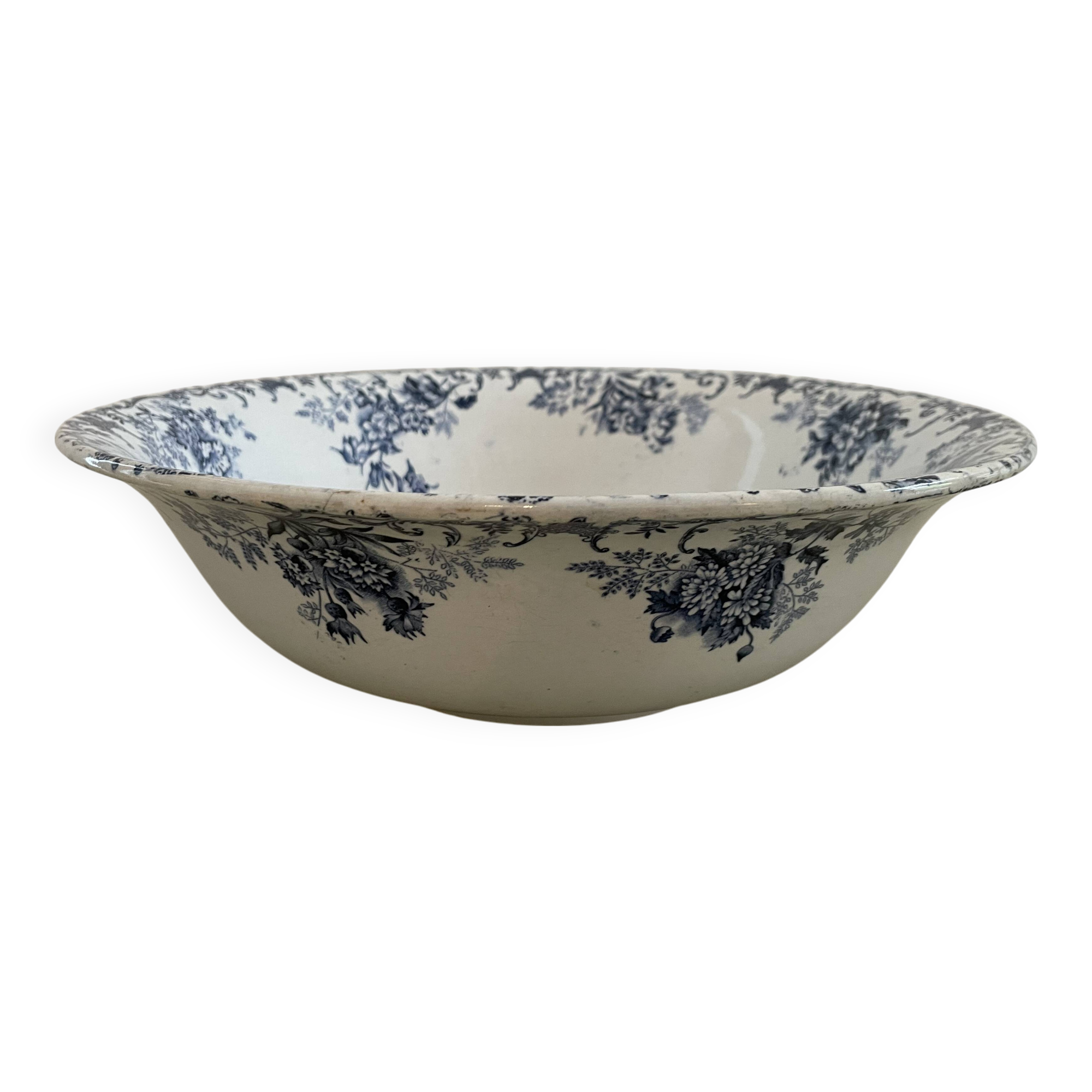 Boulenger blue ironstone salad bowl with Floréal pattern