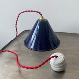 Lot 2 industrial suspensions blue emaillees 20 cm