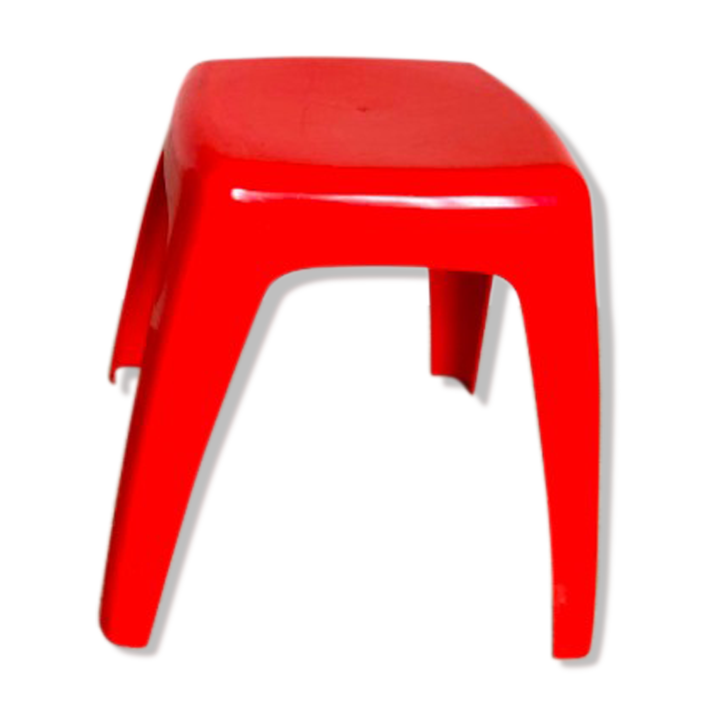 Space age plastic stool, vintage end table, mid century, red plant stand