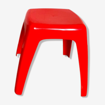Space age plastic stool, vintage end table, mid century, red plant stand
