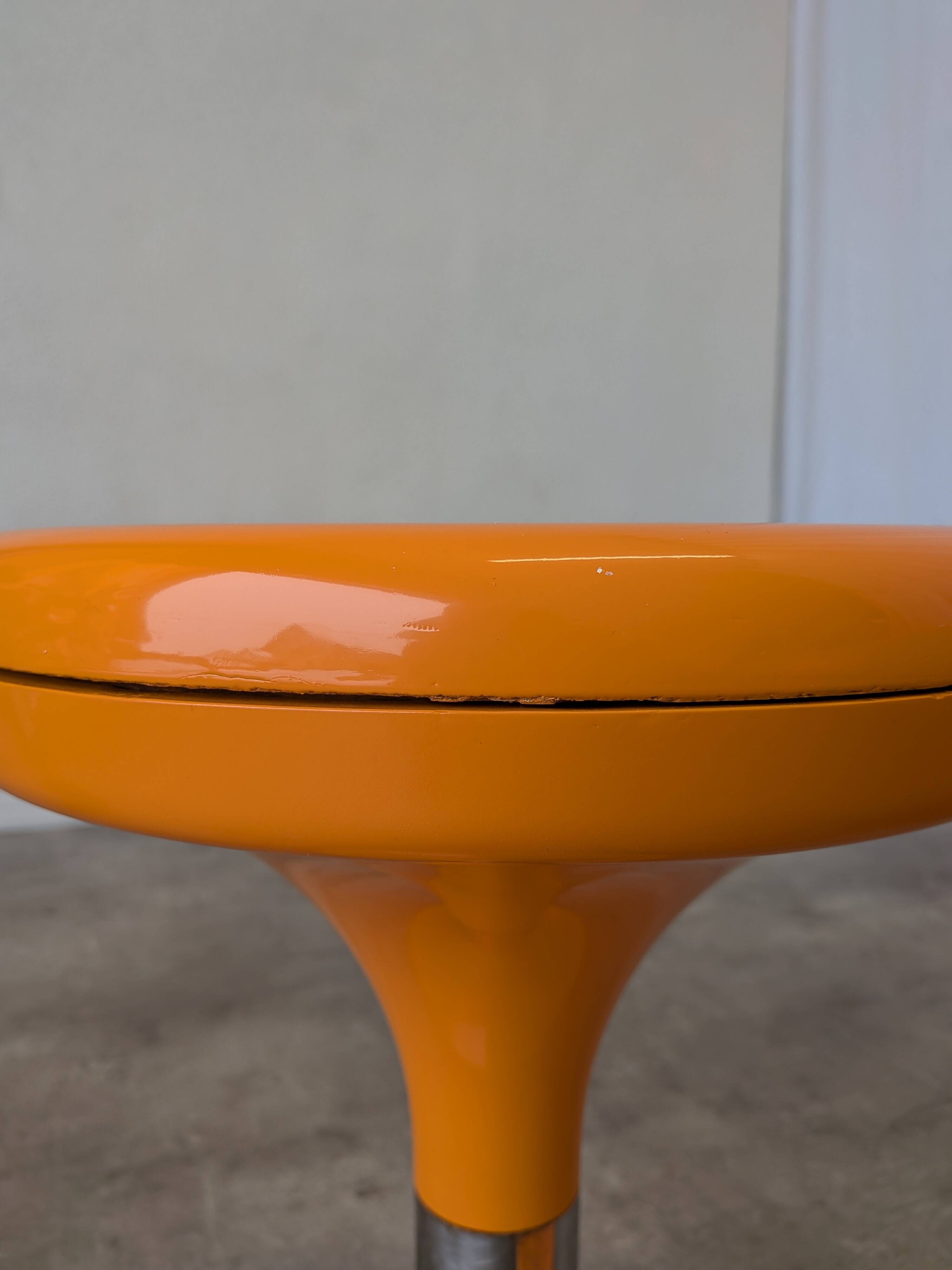 Set of 2 Orange Vintage Mushroom Stool “Jurček” by Meblo, 1960s – Space Age