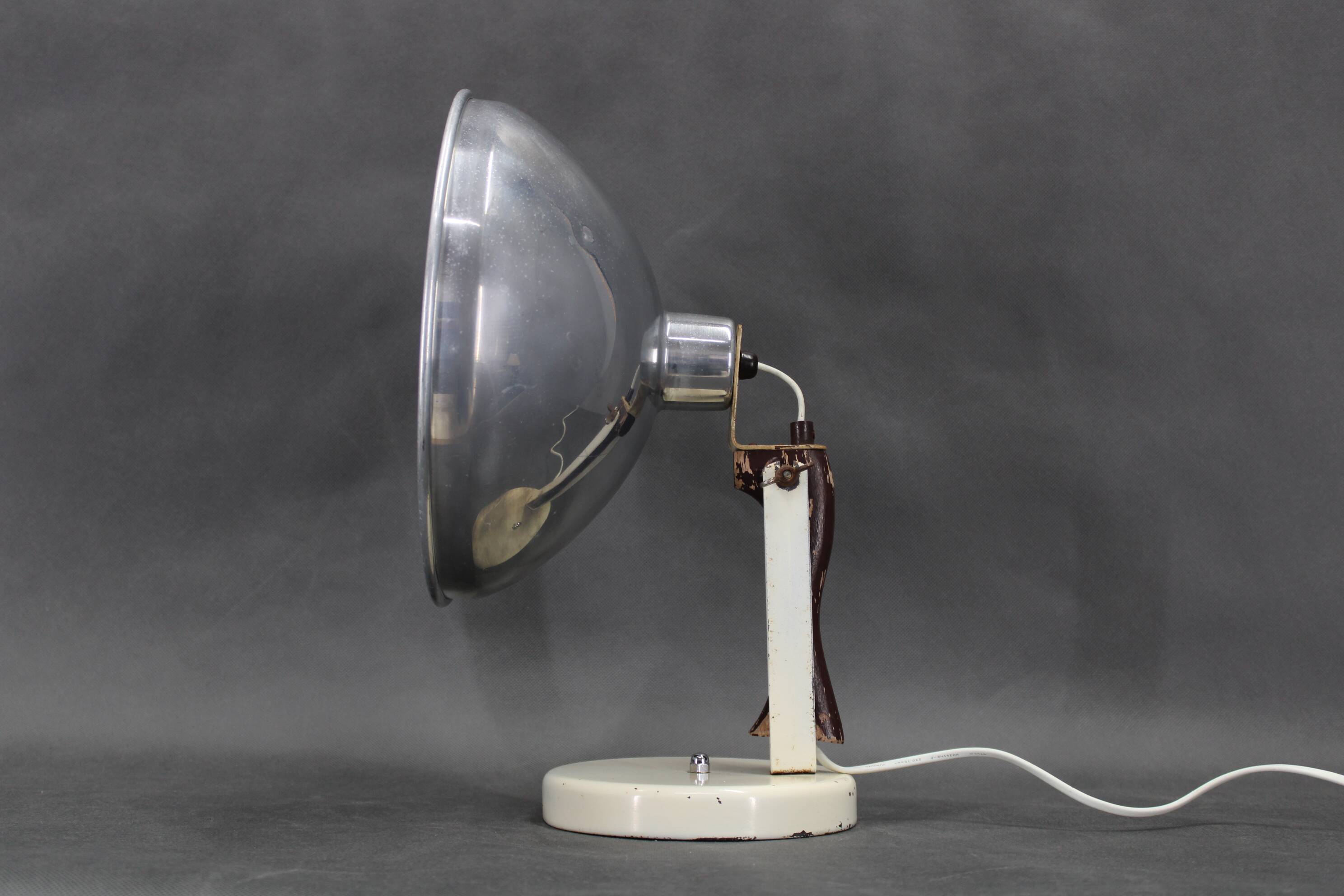 1950s Table Lamp with Aluminium Lampshade, Czechoslovakia