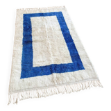Tapis en laine naturelle bleue et blanche