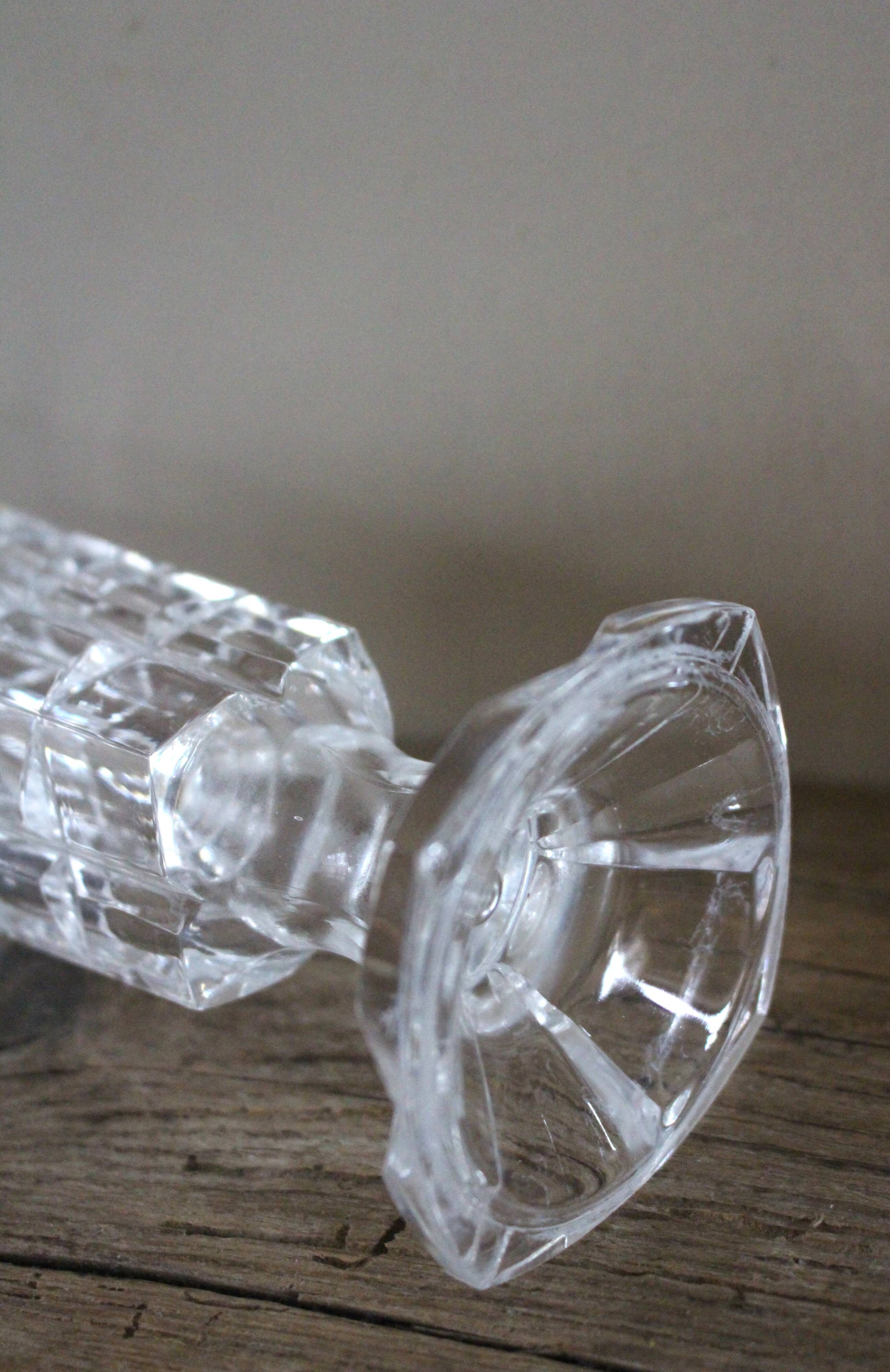 Vintage cut glass pedestal vase