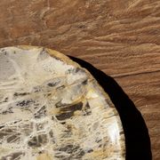 Petit vide poche ou plat en bois pétrifié blanc quadrillé brun D25-20,5