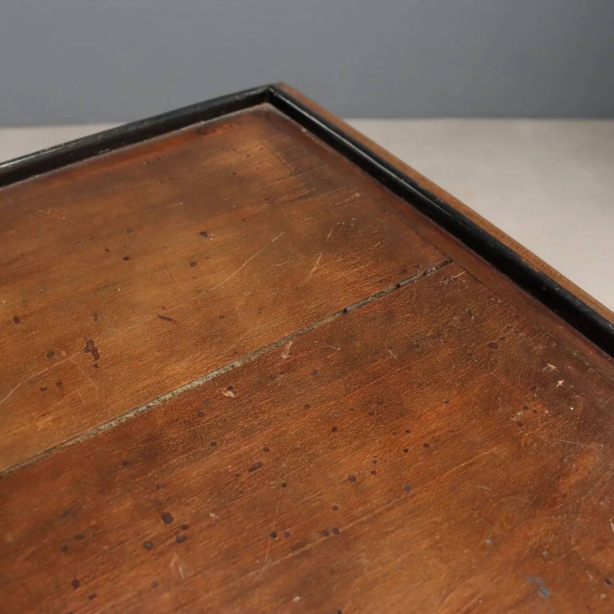 Antique sewing table in painted poplar with walnut effect, Italy, late 19th century.