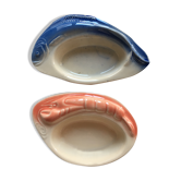 Set of 2 fish and crayfish cassolettes Charles Armand