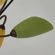 Brass and glass chandelier 4 yellow and green lights from the 60s