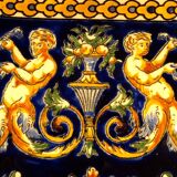 Rectangular dish in Gien earthenware with Renaissance decor