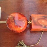 Lamp circa 1970 in iron and lacquered wood as well as bronze