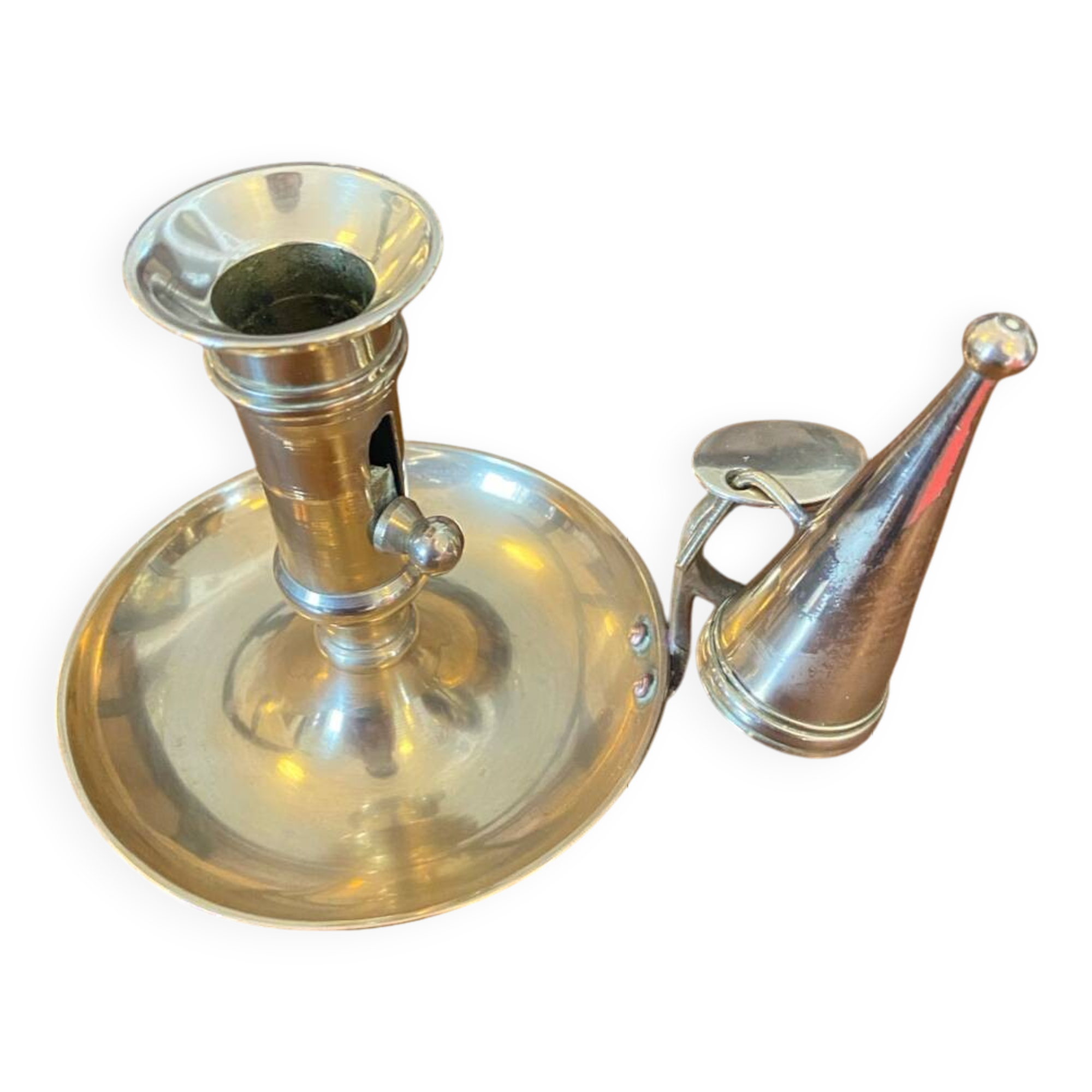 Brass candle holder with snuffer