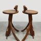 Vintage brutalist wooden bar stools