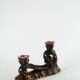 pair of double ceramic candlesticks, Brown & Pink, 1970