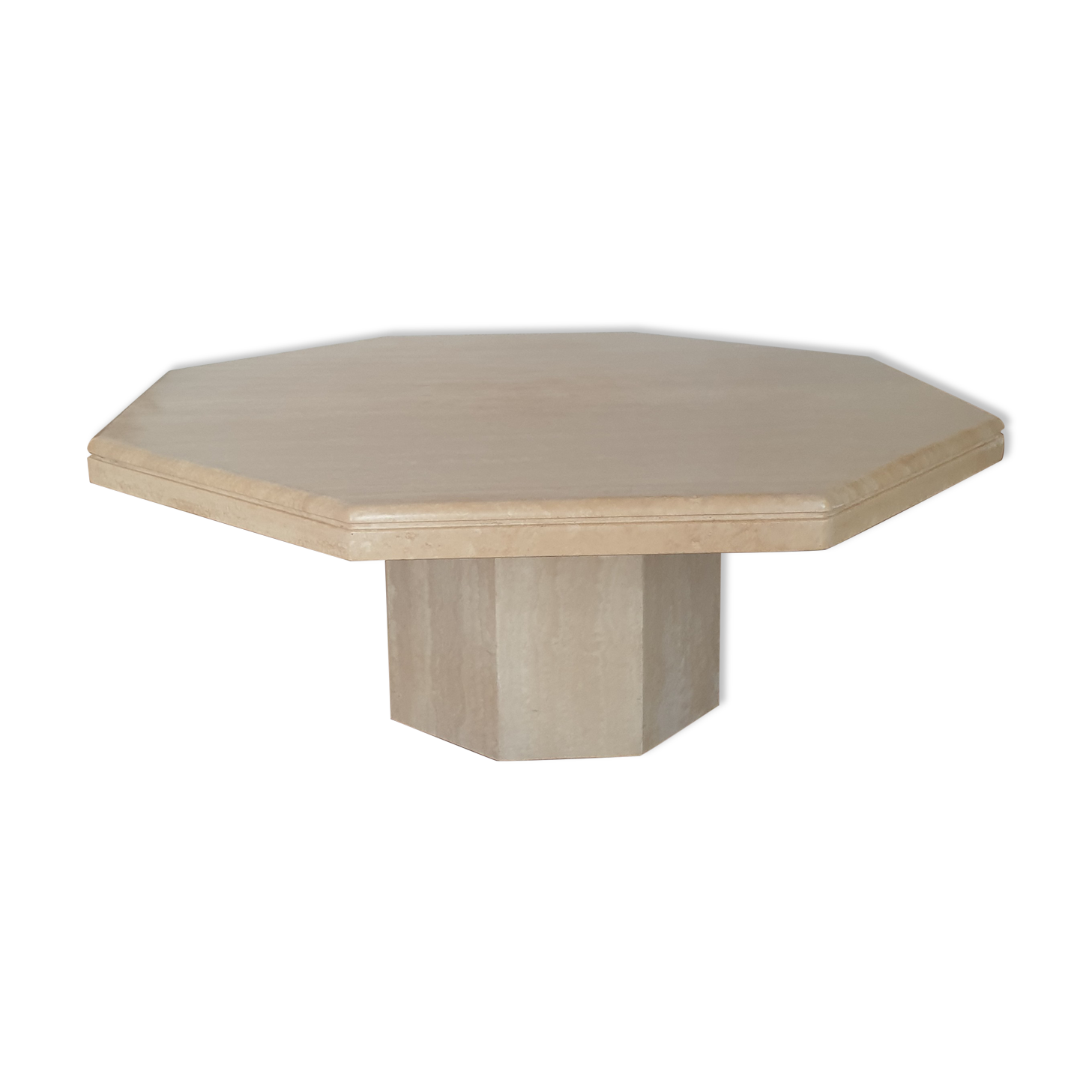Table basse en marbre travertin Rochebobois années 80 vintage