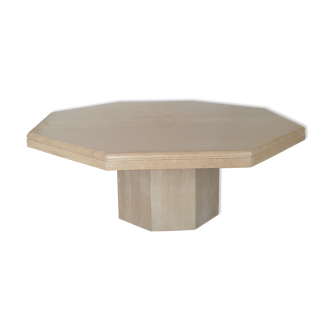 Table basse en marbre travertin Rochebobois années 80 vintage