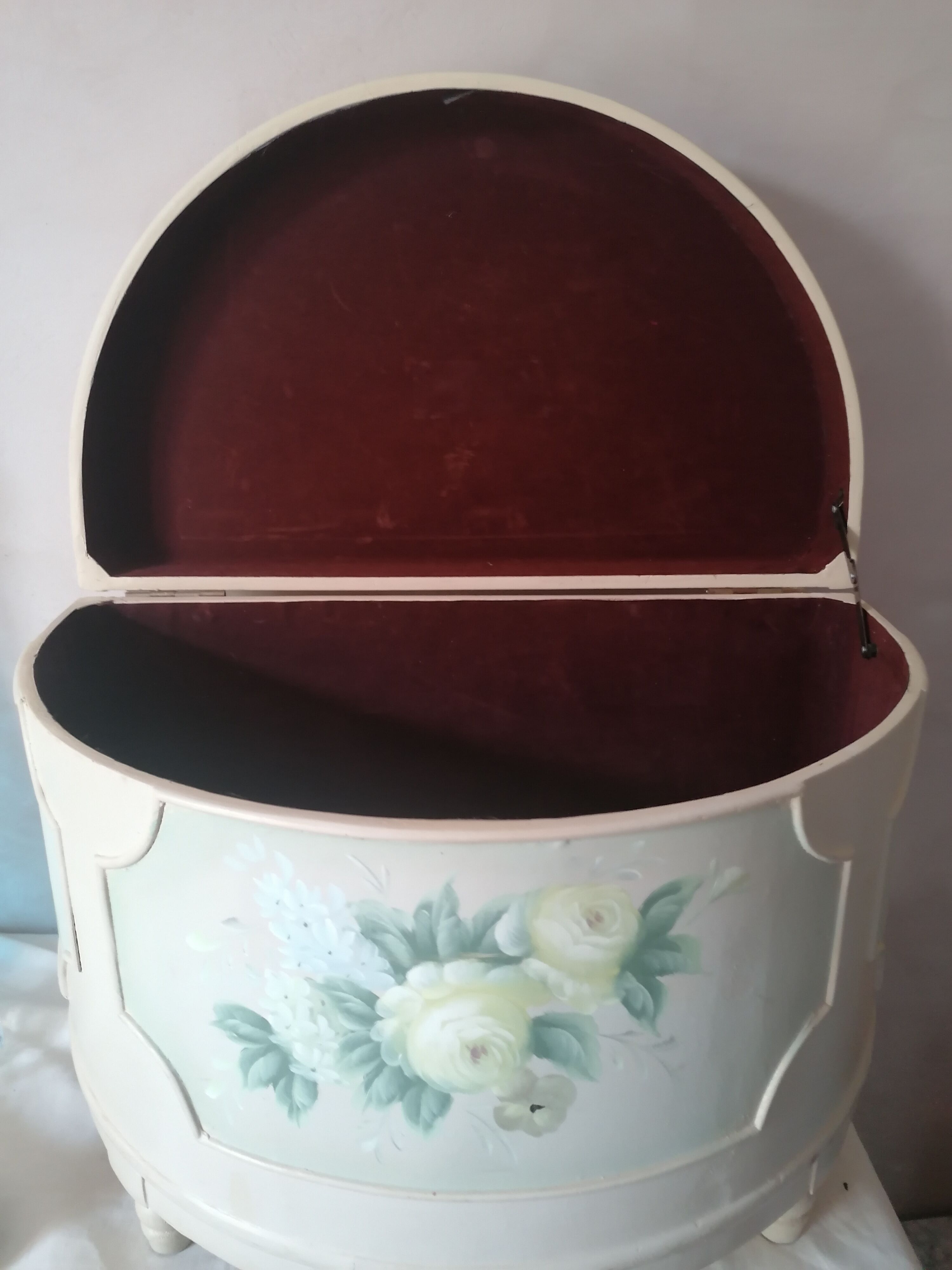 Half-moon box painted wood