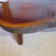 Tripod coffee table - solid okoumé wood - organic shape - brutalist style