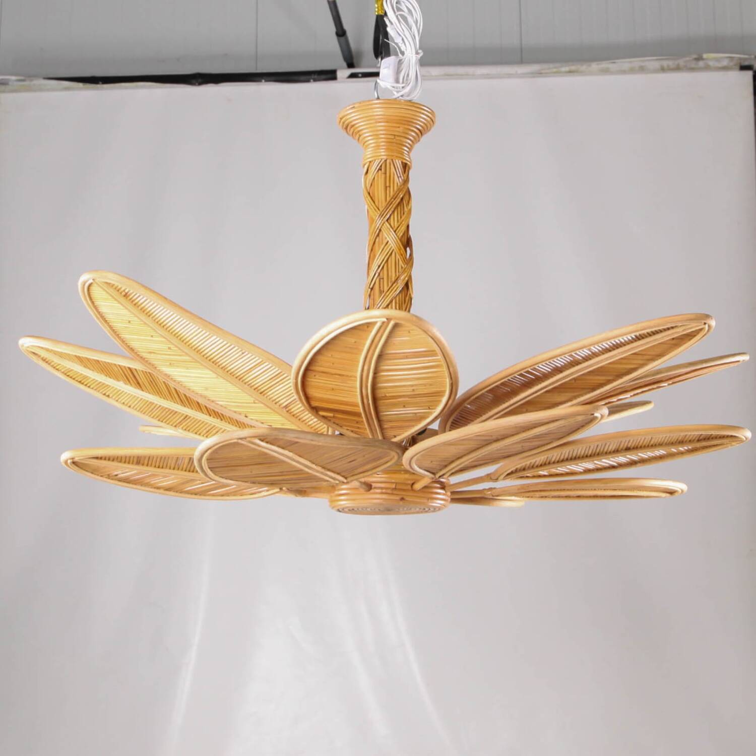 Rattan "leaf" chandelier