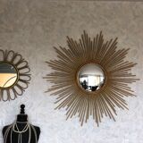 Golden rattan sun mirror 50cm