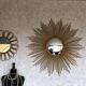 Miroir soleil rotin doré 50cm