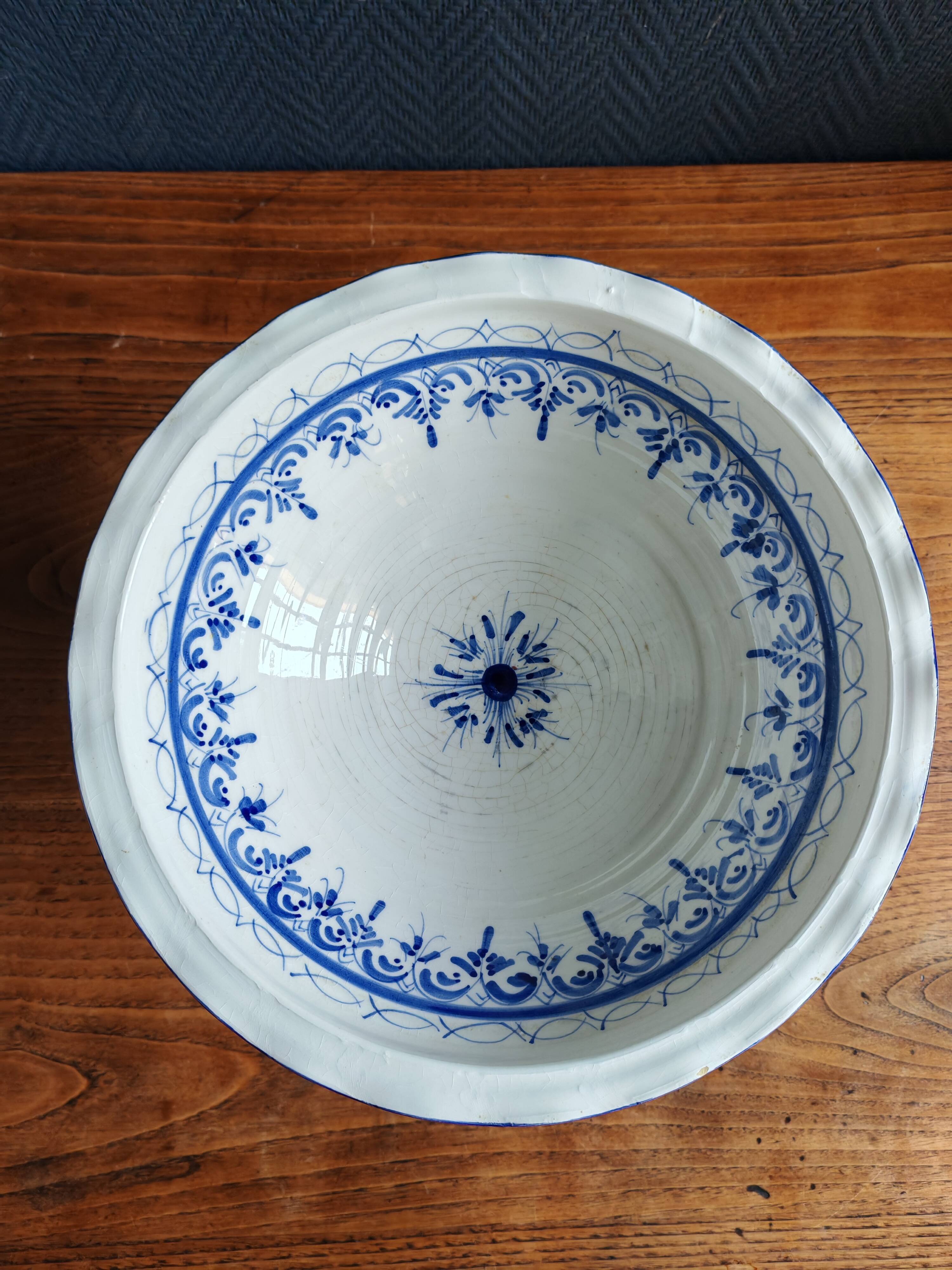 Blue and White Footed Faience Bowl