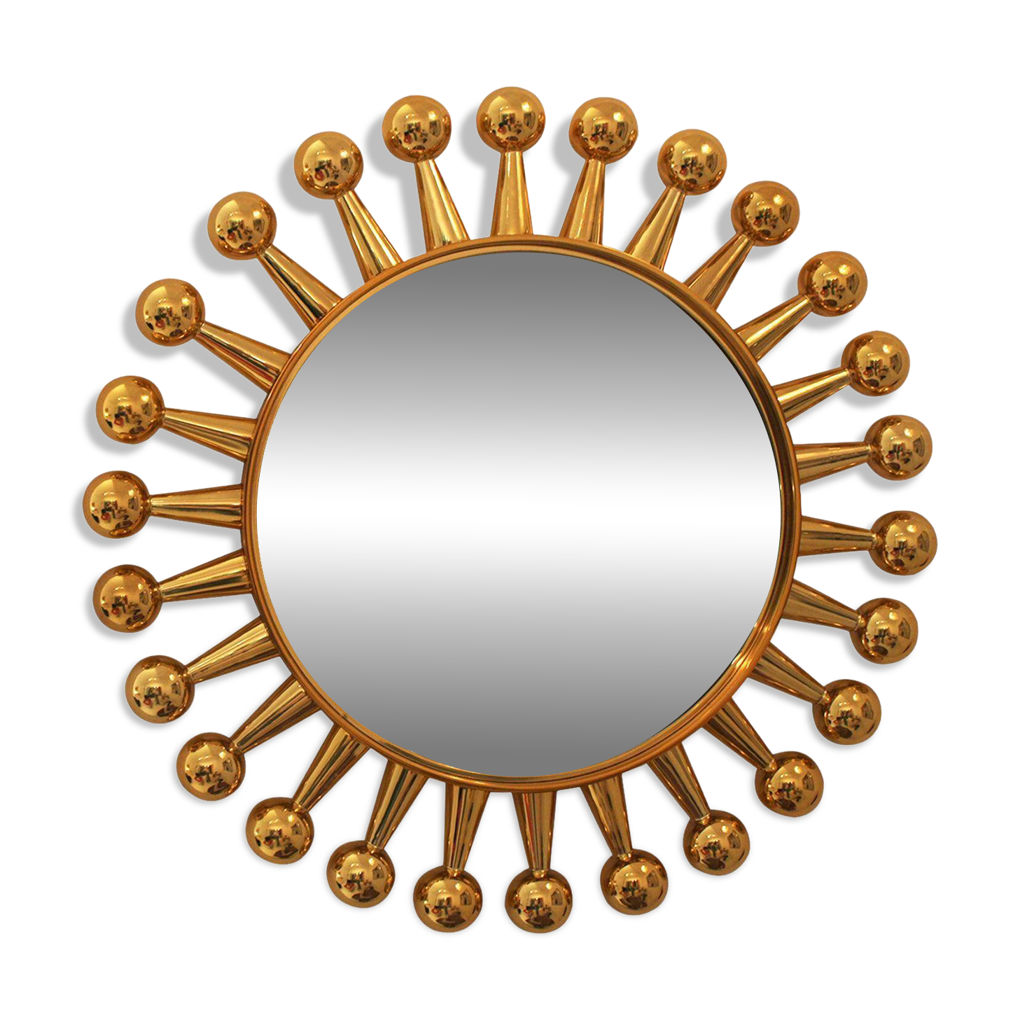 Jack Wall Round Mirror by Jonathan Adler, Polished Brass, 60cm Starburst
