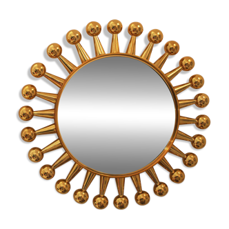 Jack Wall Round Mirror by Jonathan Adler, Polished Brass, 60cm Starburst