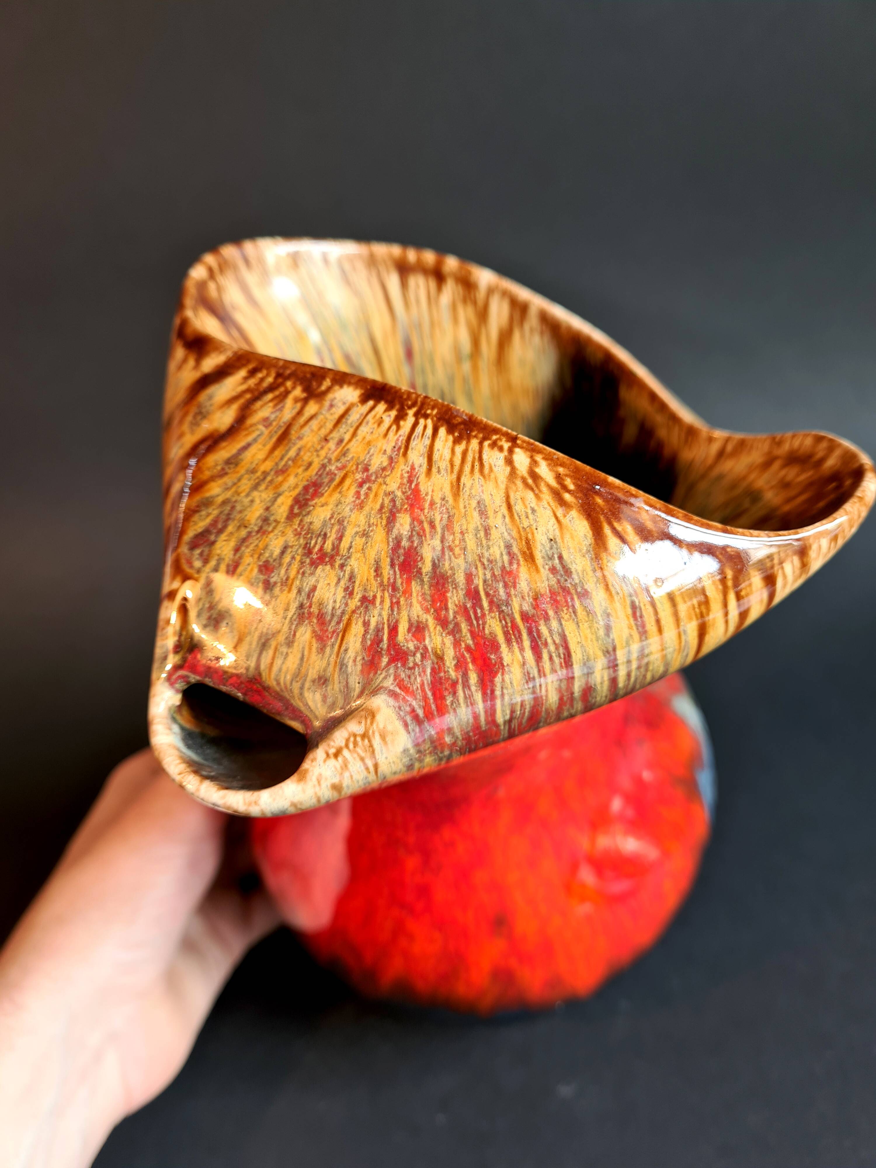 Pitcher in enamelled art ceramic from Vallauris, 1960s