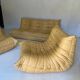 Ligne Roset Togo vintage honey yellow leather – 3-seater + 2 armchairs