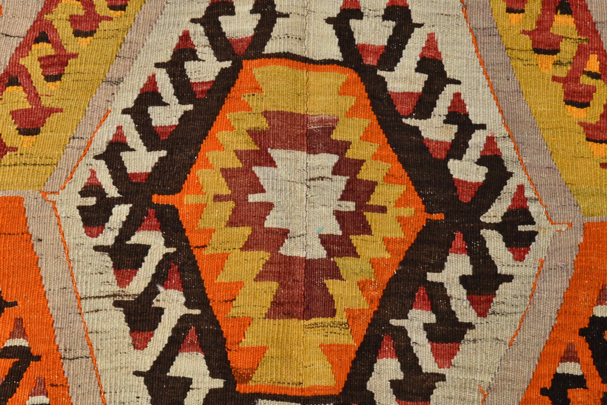 6x9 Colorful Handmade Geometric Kilim Rug, 182x283Cm