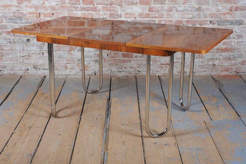 Bauhaus Oak Foling Table by J. Halabala for UP Zavody, Czech, 1930s