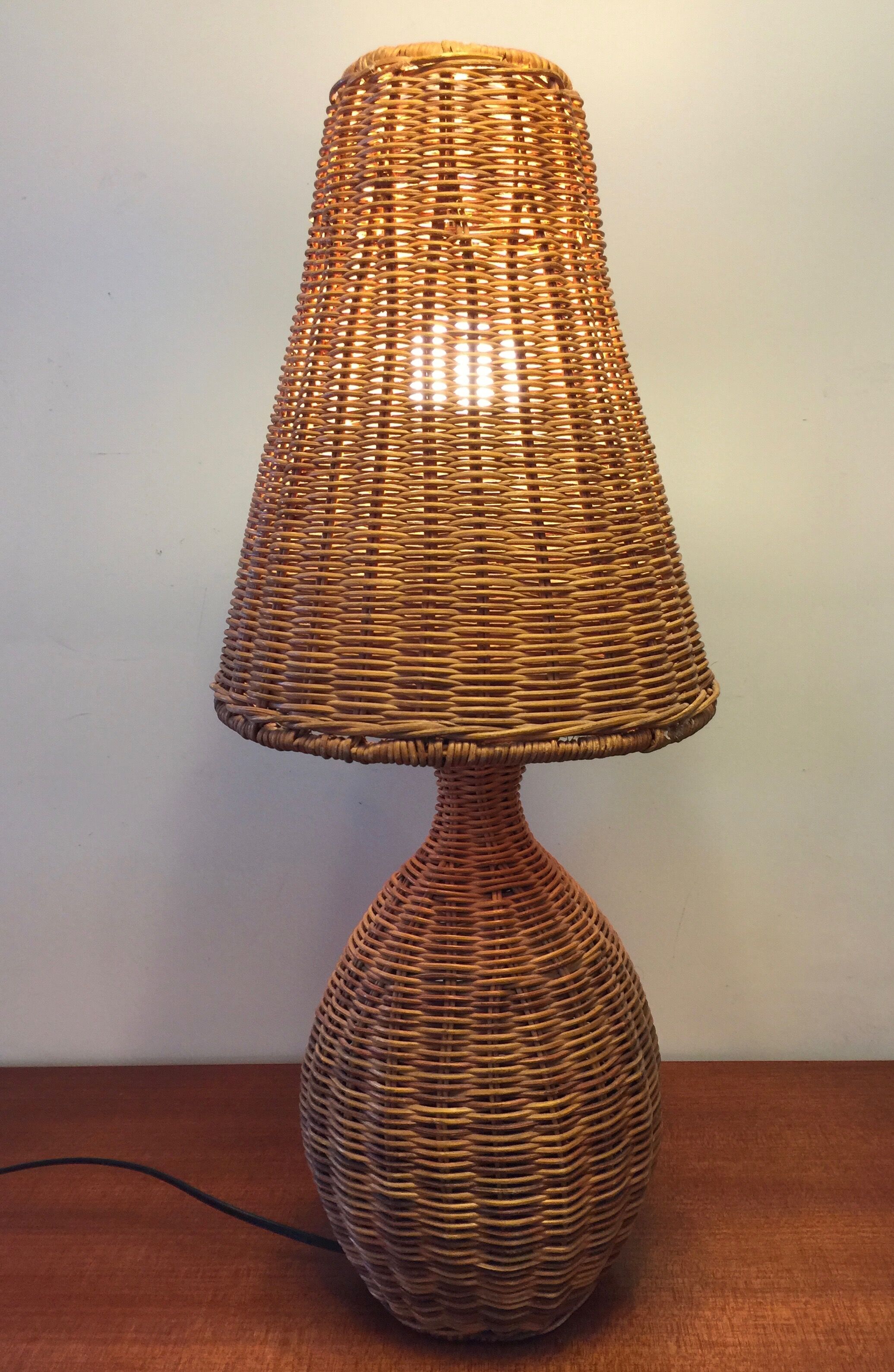 1980s wicker lamp