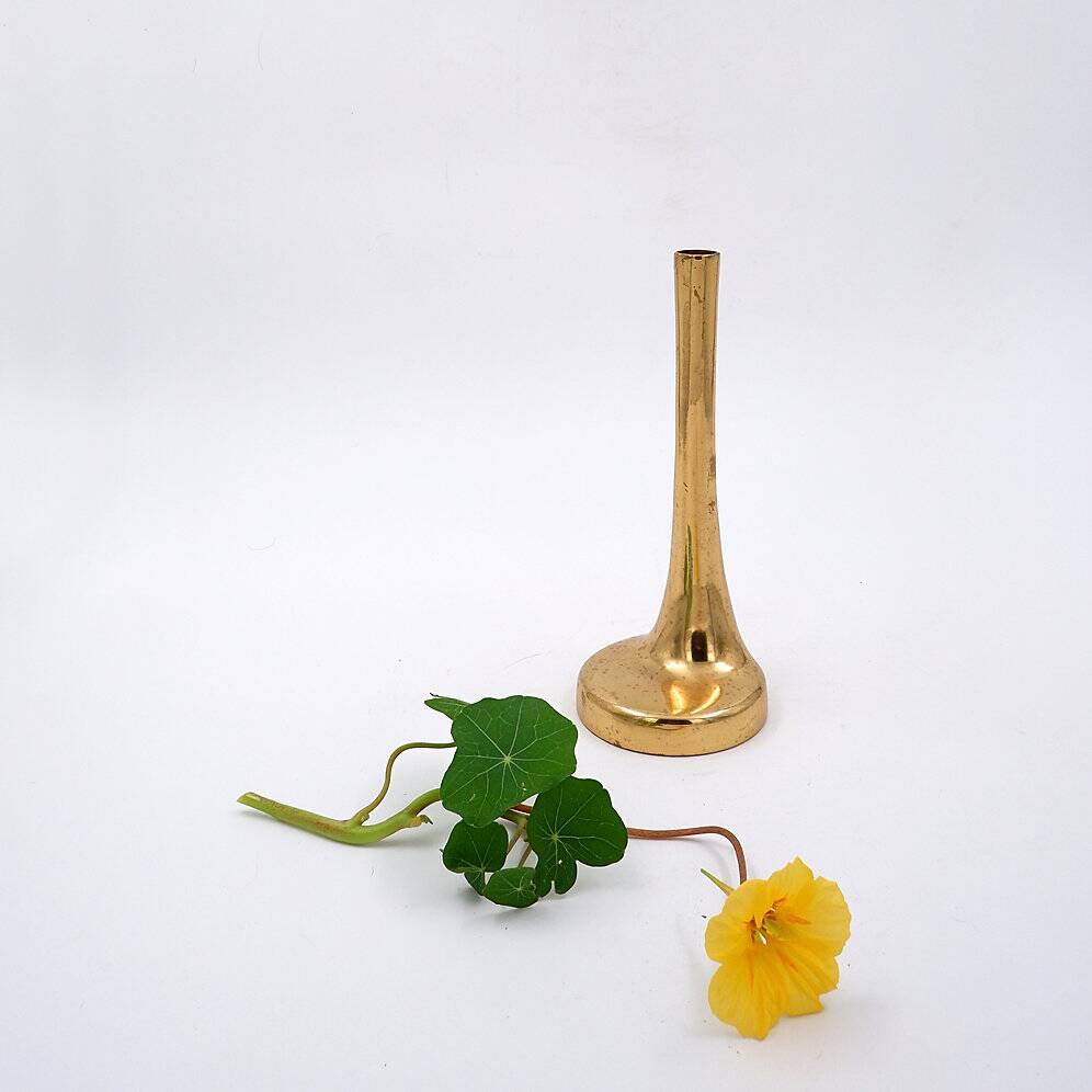 Asymmetrical brutalist flower vase in bronze by Heinz Goll, 1960s.