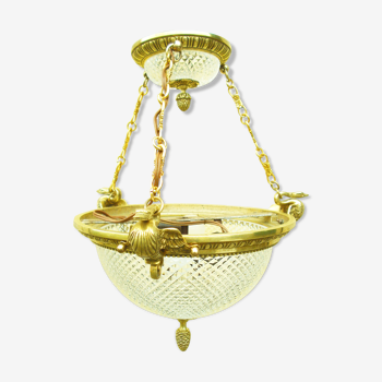 Antique bronze chandelier gilded empire gooseneck