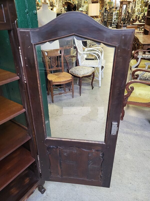 Showcase 1 door with 3 sides walnut windows louis xv style