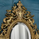 Bronze mirror napoleon III H39x23 decoration with putti and mascaron