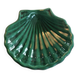 Green glazed ceramic scallop shell dish marked III
