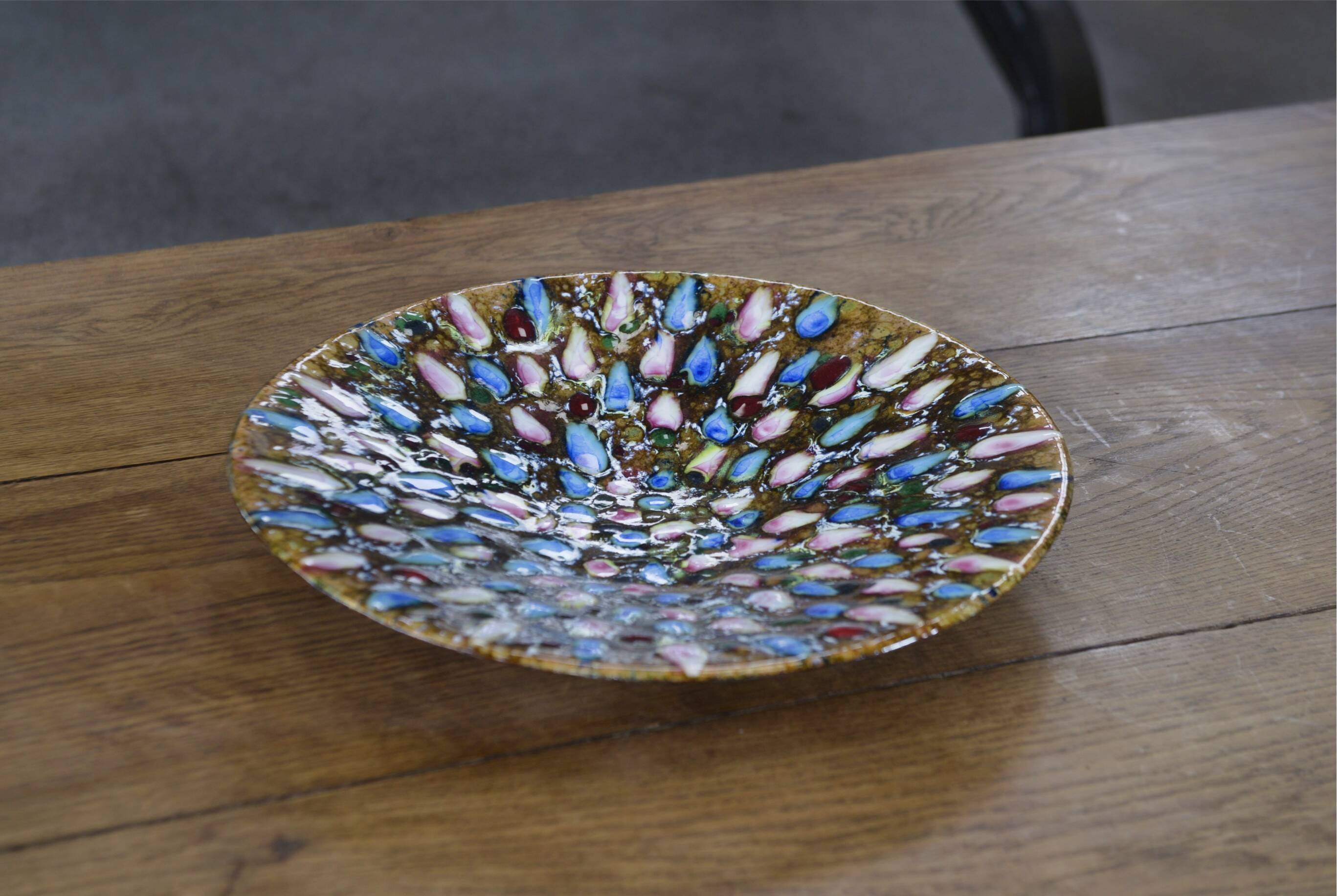 Colorful enameled metal centerpiece 1970