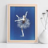 Original cyanotype print "the dancer in motion" 21 x 27 cm with frame
