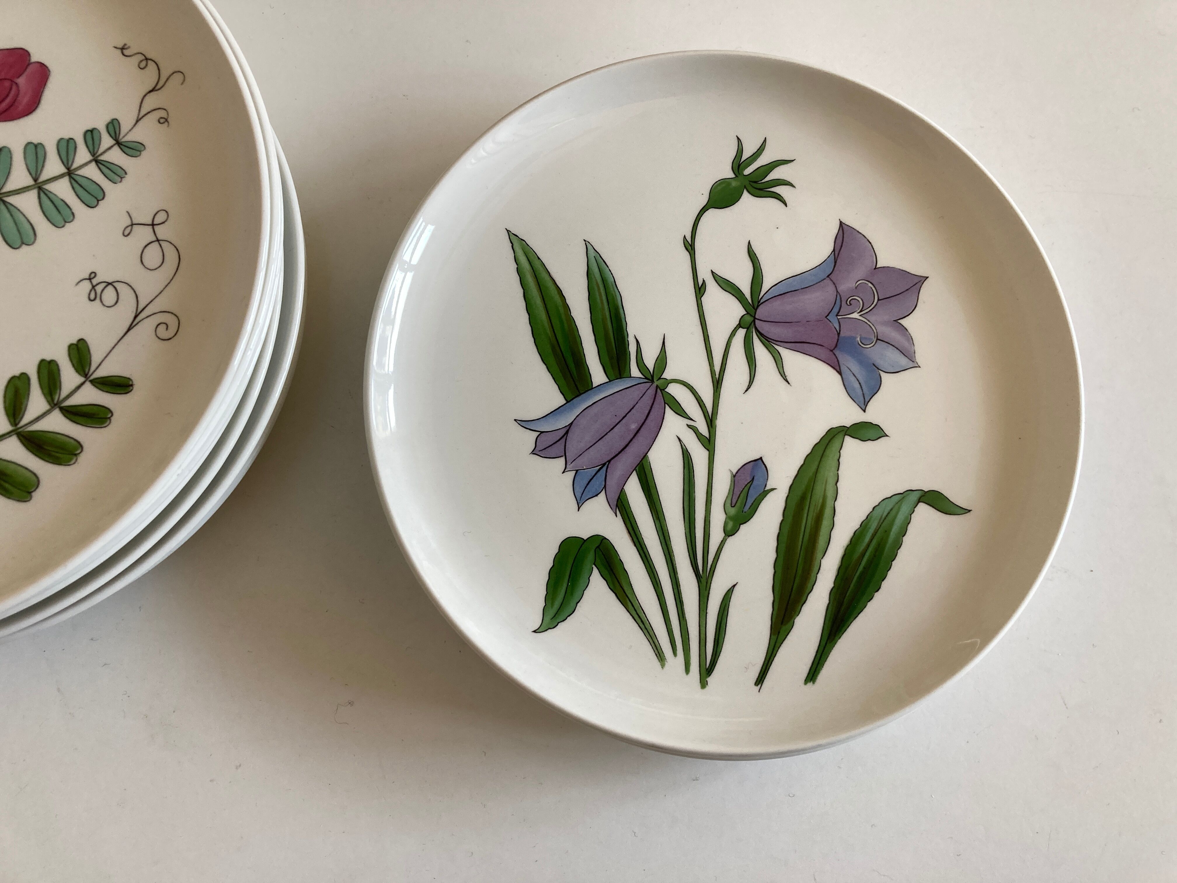 Set 11 assiettes fleurs Rorstrand Sweden Flora 1970