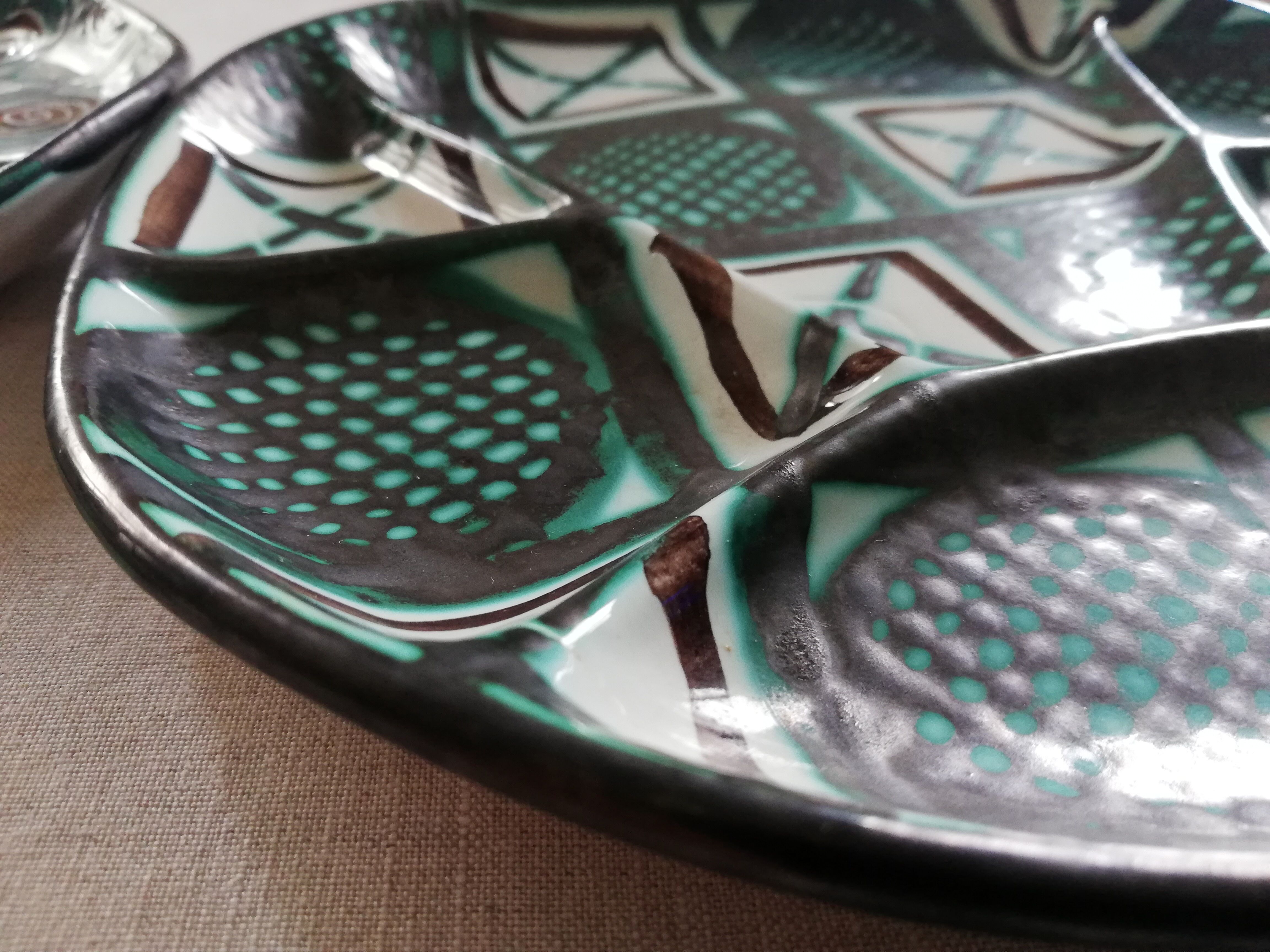 Set 6 compartment plates Robert Picault Vallauris