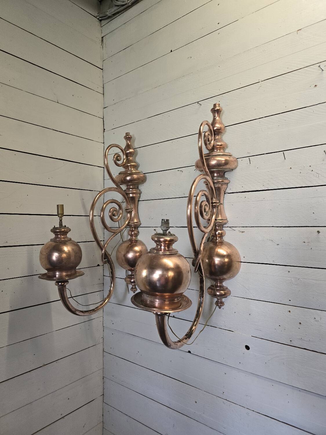 19th century copper wall lights (large models)