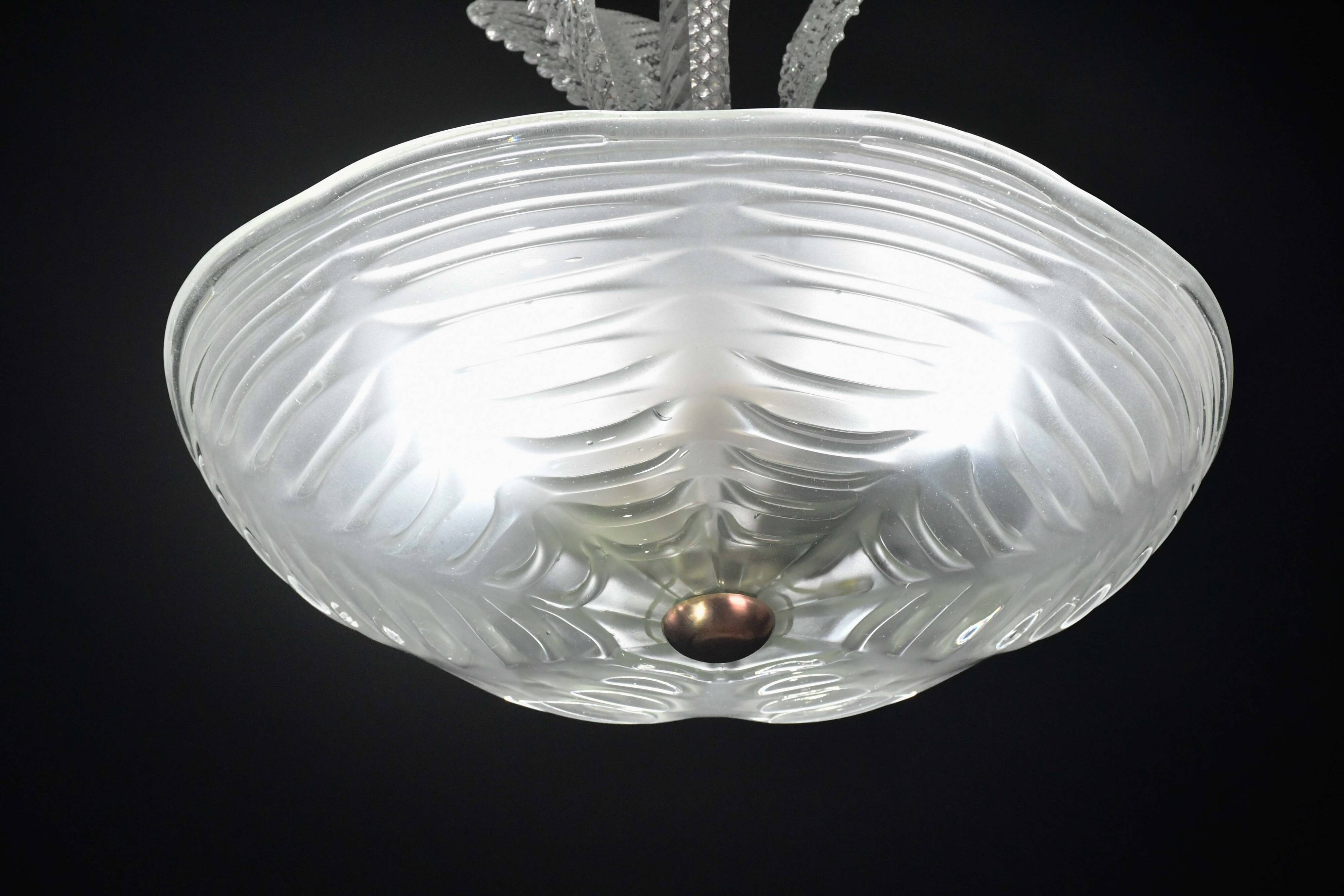 Luxury Barovier & Toso chandelier, Murano Pulegoso glass, 1950s