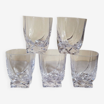 Five vintage crystal whiskey glasses