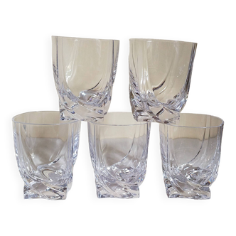 Five vintage crystal whiskey glasses